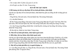 Quy định 32-QĐ/TW 2006 chế độ hỗ trợ kinh phí khám chữa bệnh đối với cán bộ cao cấp