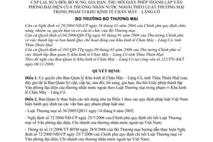 Quyết định 38/2006/QĐ-BTM ủy quyền BQL Khu kinh tế Chân Mây – Lăng Cô cấp, cấp lại, sửa đổi, gia hạn, thu hồi Giấy phép VPĐD thương nhân nước ngoài