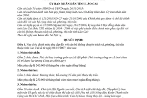 Quyết định 90/2006/QĐ-UBND điều chỉnh mức phụ cấp hàng tháng cán bộ không chuyên trách xã, phường, thị trấn thuộc tỉnh Lào Cai