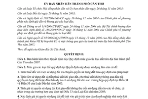 Quyết định 78/2006/QĐ-UBND Quy định mức giá các loại đất địa bàn thành phố Cần Thơ 2007