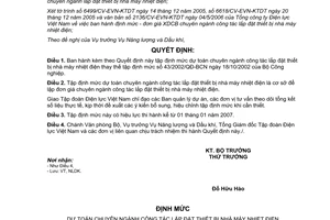 Quyết định 3814/QĐ-BCN 2006 định mức dự toán chuyên ngành lắp đặt thiết bị nhà máy nhiệt điện