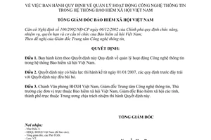 Quyết định 3582/QĐ-BHXH  quản lý hoạt động Công nghệ thông tin