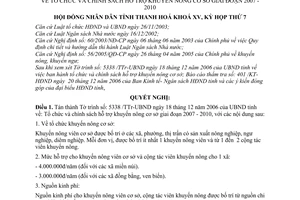 Nghị quyết 53/2006/NQ-HĐND tổ chức và chính sách hỗ trợ khuyến nông cơ sở giai đoạn 2007 - 2010