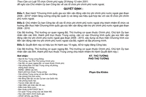 Quyết định 286/2006/QĐ-TTg Chương trình quốc gia xúc tiến vận động viện trợ phi chính phủ nước ngoài 2006-2010