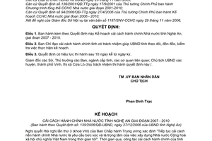 Quyết định 135/2006/QĐ-UBND Kế hoạch cải cách hành chính Nhà nước