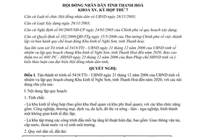 Nghị quyết 63/2006/NQ-HĐND lập quy hoạch chung khu kinh tế Nghi Sơn Thanh Hoá