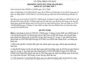 Nghị quyết 61/2006/NQ-HĐND bãi bỏ phí nghỉ mát tại Sầm Sơn Thanh Hóa
