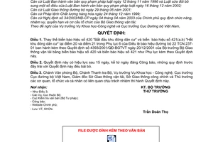 Quyết định 48/2006/QĐ-BGTVT Sửa đổi biển báo hiệu số 420 và 421 Điều lệ báo hiệu đường bộ 22 TCN 237-01