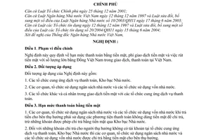 Nghị định 161/2006/NĐ-CP thanh toán bằng tiền mặt