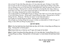 Quyết định 44/2006/QĐ-UBND Quy chế tổ chức hoạt động Phòng Lao động Thương binh  Xã hội quận 3