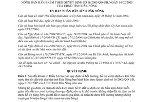 Quyết định 51/2006/QĐ-UBND sửa đổi khoản 2 Điều 34 Bản quy định bồi thường