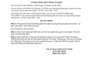 Quyết định 79/2006/QĐ-UBND phát triển dịch vụ trong phát triển kinh tế xã hội 2006 2010 Lai Châu