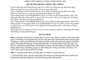 Quyết định 1194/QĐ-BBCVT chức năng, nhiệm vụ, quyền hạn cơ cấu tổ chức Trung tâm kiểm định chứng nhận 2 thuộc Cục quản lý chất lượng BCVT,CNTT