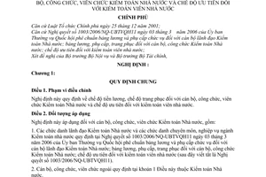 Nghị định 162/2006/NĐ-CP chế độ tiền lương trang phục đối với cán bộ, công viên chức Kiểm toán Nhà nước ưu tiên đối với kiểm toán viên nhà nước