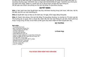 Quyết định 101/2006/QĐ-BVHTT quy chế khen thưởng trong liên hoan, triển lãm, hội thi, hội diễn lĩnh vực văn hóa - thông tin