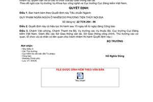 Quyết định 50/2006/QĐ-BGTVT Tiêu chuẩn Ngành 22 TCN 264 - 06: Quy phạm Ngăn ngừa ô nhiễm do phương tiện thủy nội địa