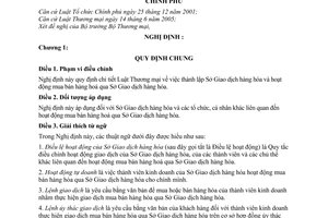 Nghị định 158/2006/NĐ-CP hướng dẫn Luật Thương mại hoạt động mua bán hàng hoá qua Sở Giao dịch hàng hóa