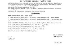 Quyết định 2917/QĐ-BKHCN 6 tiêu chuẩn việt Nam TCVN 256 2006