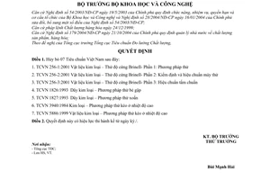 Quyết định 2916/QĐ-BKHCN  hủy bỏ 7 tiêu chuẩn Việt Nam