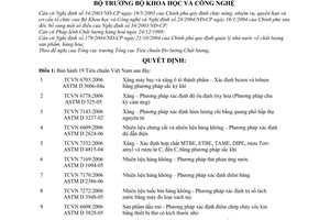 Quyết định 2911/QĐ-BKHCN 19 tiêu chuẩn Việt Nam TCVN 2006