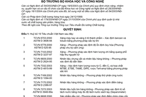 Quyết định 2910/QĐ-BKHCN  hủy bỏ 19 tiêu chuẩn Việt Nam TCVN 2000
