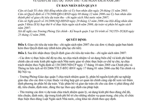 Quyết định 35/2006/QĐ-UBND giao chỉ tiêu dự toán thu chi ngân sách 2007