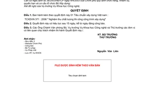 Quyết định 41/2006/QĐ-BXD  TCXDVN 371 : 2006 " Nghiệm thu chất lượng thi công công trình xây dựng"