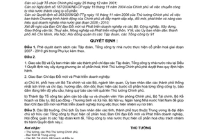 Quyết định 1729/QĐ-TTg danh sách Tập đoàn, Tổng công ty nhà nước thực hiện cổ phần hoá 2007-2010