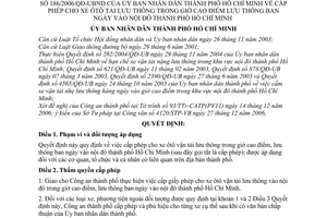 Quyết định 186/2006/QĐ-UBND xe ôtô tải lưu thông giờ cao điểm,ban ngày vào nội đô thành phố Hồ Chí Minh