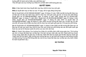 Quyết định 52/2006/QĐ-BDGĐT quy chế chọn học sinh giỏi