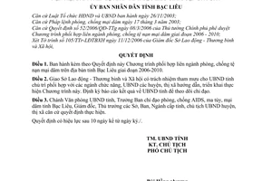 Quyết định 43/2006/QĐ-UBND Chương trình phối hợp liên ngành phòng, chống tệ nạn mại dâm trên địa bàn tỉnh Bạc Liêu 2006-2010