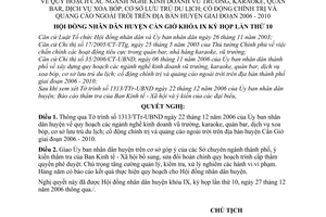 Nghị quyết 55/2006/NQ-HĐND quy hoạch các ngành nghề kinh doanh vũ trường, karaoke, quán bar, dịch vụ xoa bóp,lưu trú du lịch 2006 - 2010