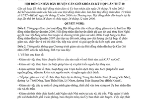 Nghị quyết 57/2006/NQ-HĐND kết quả hoạt động của hội đồng nhân dân huyện năm 2006 và chương trình giám sát của Hội đồng nhân dân huyện Cần Giờ 2007