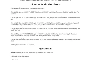 Quyết định 95/2006/QĐ-UBND phí an ninh trật tự tỉnh Lào Cai