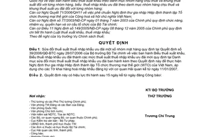 Quyết định 78/2006/QĐ-BTC sửa đổi thuế suất nhập khẩu ưu đãi nhóm mặt hàng thực hiện Nghị định thư gia nhập Hiệp định thành lập WTO