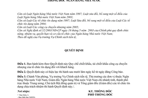 Quyết định 63/2006/QĐ-NHNN Quy chế chiết khấu, tái chiết khấu công cụ chuyển nhượng tổ chức tín dụng với khách hàng