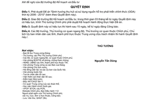 Quyết định 290/2006/QĐ-TTg đề án "định hướng thu hút sử dụng nguồn hỗ trợ phát triển chính thức 2006-2010