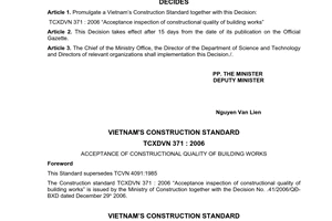 Decision No 41/2006/QD-BXD promulgating Vietnam’s construction standard TCXDVN