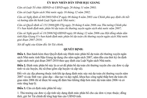 Quyết định 49/2006/QĐ-UBND Định mức dự toán chi thường xuyên ngân sách địa phương Hậu Giang
