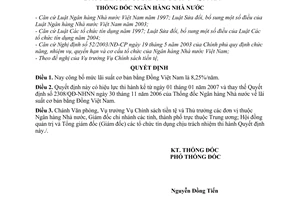 Quyết định 2517/QĐ-NHNN mức lãi suất cơ bản bằng Đồng Việt Nam thay thế  2308/QĐ-NHNN