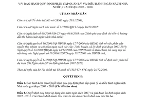 Quyết định 85/2006/QĐ-UBND phân cấp quản lý điều hành ngân sách nhà nước Vĩnh Phúc