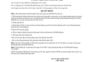 Quyết định 3667/2006/QĐ-UBND chính sách hỗ trợ phát triển cây ăn quả Phú Thọ 2007 2010