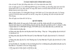 Quyết định 65/2006/QĐ-UBND điều chỉnh QD 51/2004/QĐ-UB mức trợ cấp cán bộ không