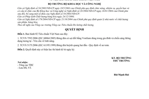 Quyết định 2922/QĐ-BKHCN 2 tiêu chuẩn Việt Nam TCVN 2006