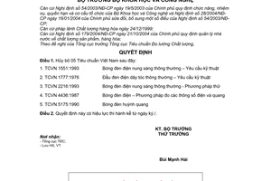 Quyết định 2921/QĐ-BKHCN hủy bỏ 5 tiêu chuẩn Việt Nam TCVN 1993,1976,1987,1990