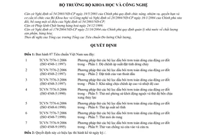 Quyết định 2927/QĐ-BKHCN 7 tiêu chuẩn Việt Nam TCVN 7576 2006