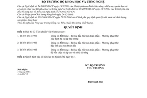 Quyết định  2904/QĐ-BKHCN  hủy bỏ 3 tiêu chuẩn Việt Nam TCVN 1989