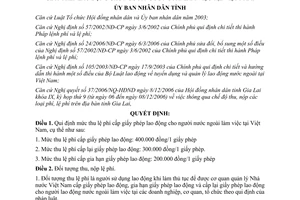 Quyết định 129/2006/QĐ-UBND thu lệ phí cấp giấy phép lao động nước ngoài Gia Lai