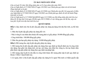 Quyết định 125/2006/QĐ-UBND  mức thu, chế độ thu, nộp, quản lý sử dụng