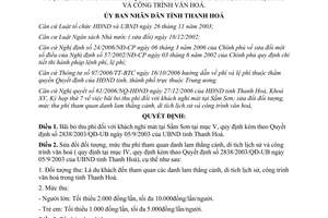 Quyết định 3922/2006/QĐ-UBND bãi bỏ thu phí khách nghỉ mát tại Sầm Sơn Thanh Hóa
